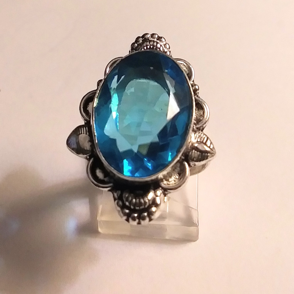 925 Sterling Silver Blue Topaz Ring 115$